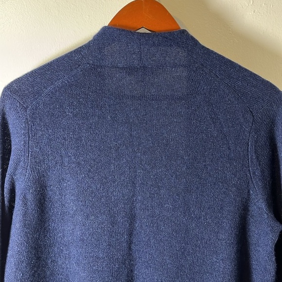 NWT White+Warren 100% Cashmere Navy Blue Curved Hem Open Cardigan Sz M - Picture 10 of 13